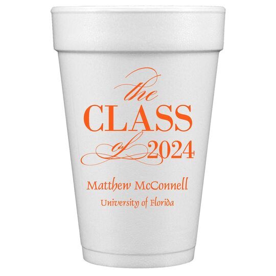 Classic Class of Graduation Styrofoam Cups